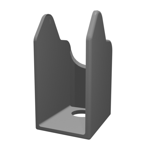 A render of the attachment, showing space for the handle inside